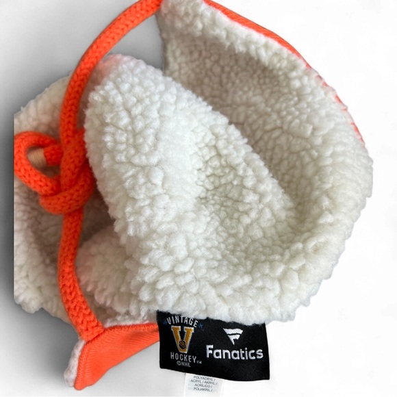 Fanatics Oilers Orange Trapper Hat with White Fleece-Lined Hat One Size Fits All - Picture 4 of 4